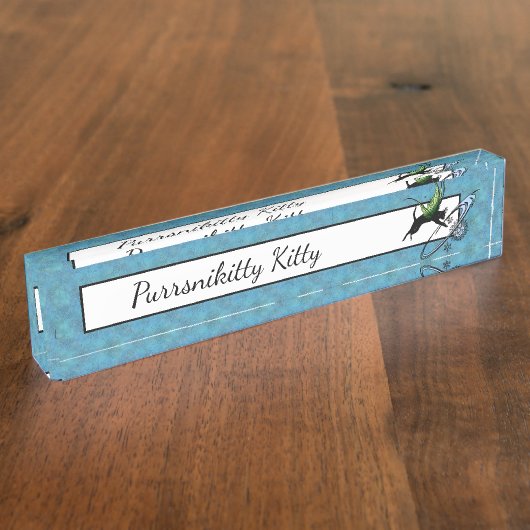 Kosmische Katze Snowflake Namensplakette (Seite)