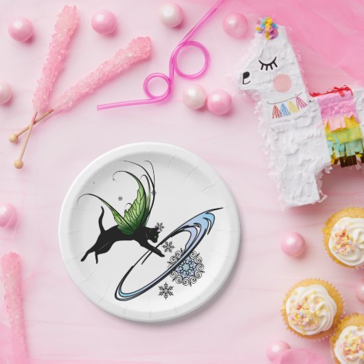 Kosmische Katze Snowflake Pappteller (Party)