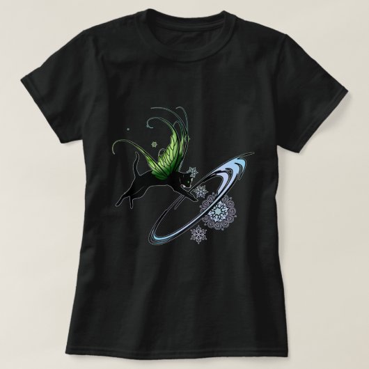 Kosmische Katze Snowflake T-Shirt (Design vorne)
