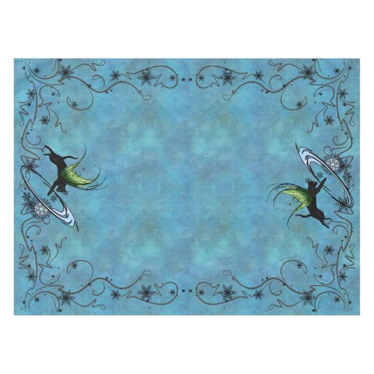 Kosmische Katze Snowflake Tischdecke (Vorderseite (Horizontal))