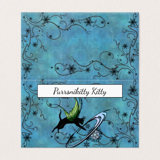 Kosmische Katze Snowflake Visitenkarten (Außenseite Aufgefaltet)