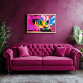 Kosmische Katze und winzige Autos Leinwanddruck