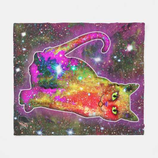 Kosmische Katze Zeta Fleecedecke (Vorderseite (Horizontal))