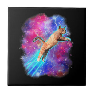 Kosmische Katzen Funny Outway T-Shirt Galaxy Kitty Fliese