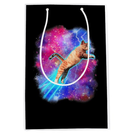 Kosmische Katzen Funny Outway T-Shirt Galaxy Kitty Mittlere Geschenktüte (Vorderseite)