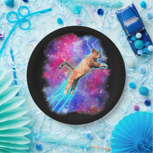 Kosmische Katzen Funny Outway T-Shirt Galaxy Kitty Pappteller (Party)