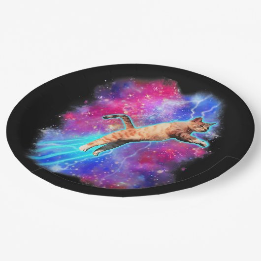 Kosmische Katzen Funny Outway T-Shirt Galaxy Kitty Pappteller (Schrägansicht)