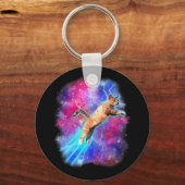 Kosmische Katzen Funny Outway T-Shirt Galaxy Kitty Schlüsselanhänger (Vorderseite)