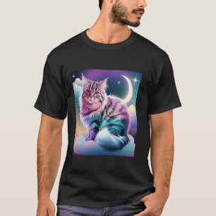 Kosmische Katzen-Galaxie Universum Mondlicht Kunst T-Shirt
