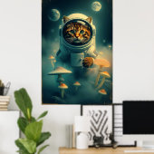 Kosmische Katzen-Reise: Retro Space Dreams Poster (Heimbüro)
