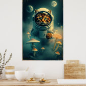 Kosmische Katzen-Reise: Retro Space Dreams Poster (Küche)