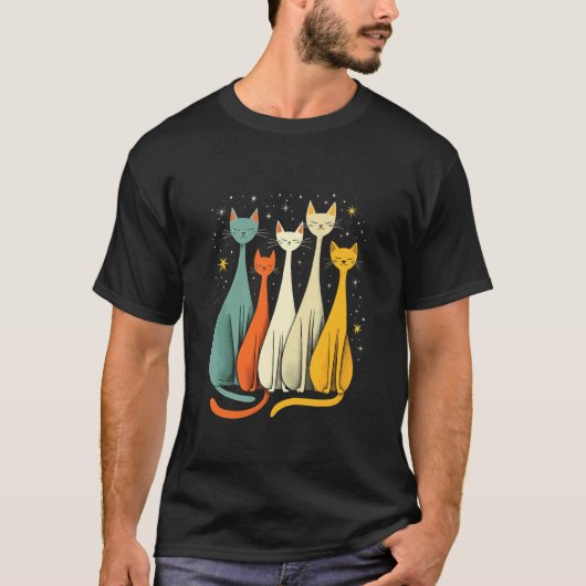 Kosmische Katzen unter dem Nachthimmel T-Shirt (Vorderseite)