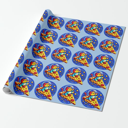 Kosmische Katzenastronautensticker - Funny Space P Geschenkpapier (Ungerollt)