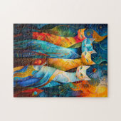 Kosmische Katzenkunst mit Stellar Hintergrund Puzzle (Horizontal)