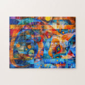 Kosmische Katzenkunst mit stellarem Hintergrund Puzzle (Horizontal)