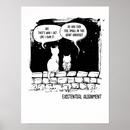 Kosmische Katzenperspektive Lustige Katzenkunst Poster (Vorne)