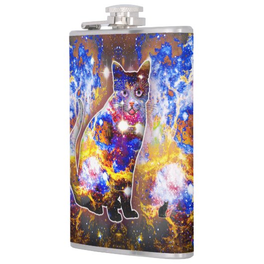 Kosmische Katzenpsi Flachmann (Links)