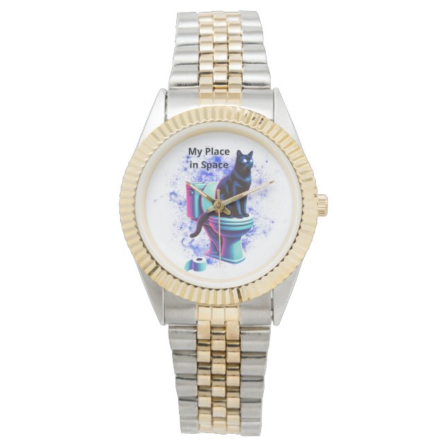 Kosmische Katzentoilette - Surreal Vaporwave Art Armbanduhr (Vorderseite)