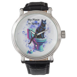 Kosmische Katzentoilette - Surreal Vaporwave Art Armbanduhr