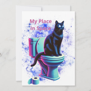 Kosmische Katzentoilette - Surreal Vaporwave Art Einladung