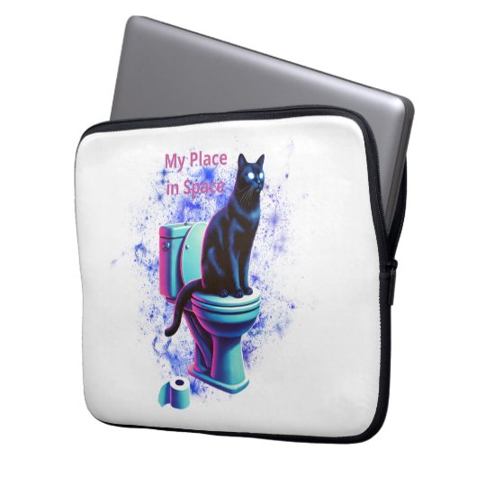 Kosmische Katzentoilette - Surreal Vaporwave Art Laptopschutzhülle (Vorderseite Links)