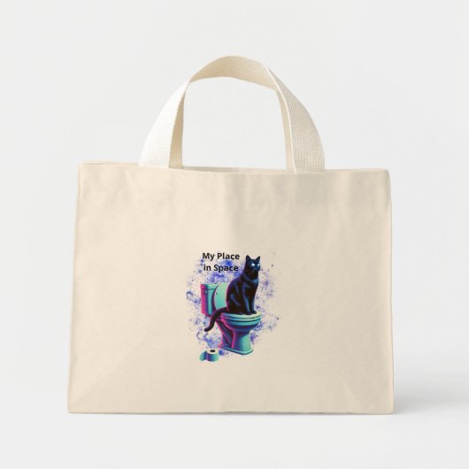 Kosmische Katzentoilette - Surreal Vaporwave Art Mini Stoffbeutel (Vorne)