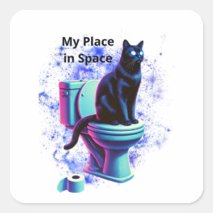 Kosmische Katzentoilette - Surreal Vaporwave Art Quadratischer Aufkleber