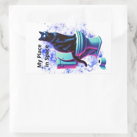 Kosmische Katzentoilette - Surreal Vaporwave Art Rechteckiger Aufkleber (Tasche)