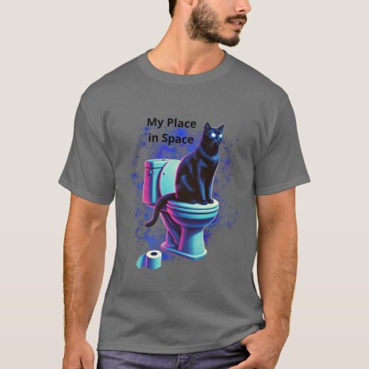 Kosmische Katzentoilette - Surreal Vaporwave Art T-Shirt (Vorderseite)