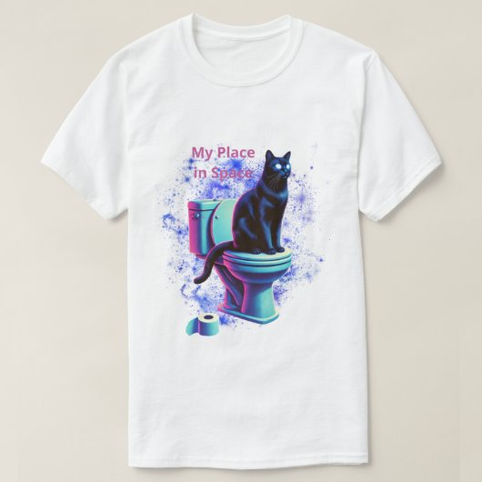 Kosmische Katzentoilette - Surreal Vaporwave Art T-Shirt (Design vorne)