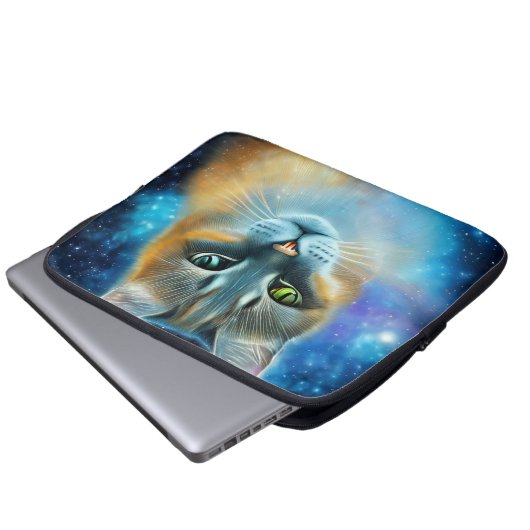 Kosmische Kitty Laptopschutzhülle (Vorne Knopf)