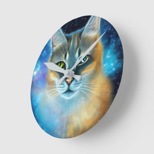 Kosmische Kitty Runde Wanduhr (Winkel)
