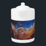 Kosmische Klippen Carina Nebula Weltraum-Webkop Te<br><div class="desc">Im Herzen des Carina-Nebels, 7.600 Lichtjahre entfernt, liegt eine Szene atemberaubender kosmischer Gewalt. Hier erhebt sich der Rand einer gigantischen Gashöhle wie eine monströse Mauer, seine Oberfläche ist in eine fantastische Landschaft von Gipfeln und Tälern gemeißelt. Das sind die treffend genannten "Kosmischen Klippen", nicht Felsklippen, wie wir sie kennen, sondern...</div>