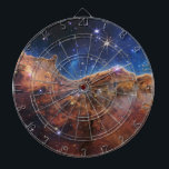 Kosmische Klippen Carina Nebula Weltraum-Webkop Te Dartscheibe<br><div class="desc">Im Herzen des Carina-Nebels, 7.600 Lichtjahre entfernt, liegt eine Szene atemberaubender kosmischer Gewalt. Hier erhebt sich der Rand einer gigantischen Gashöhle wie eine monströse Mauer, seine Oberfläche ist in eine fantastische Landschaft von Gipfeln und Tälern gemeißelt. Das sind die treffend genannten "Kosmischen Klippen", nicht Felsklippen, wie wir sie kennen, sondern...</div>