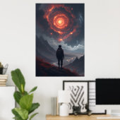 Kosmische Kontemplation Feuer Wirbel Poster (Heimbüro)