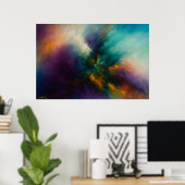 Kosmische Konvergenz Türkis-Explosion in feurigem Poster (Heimbüro)