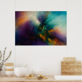 Kosmische Konvergenz Türkis-Explosion in feurigem Poster (Küche)