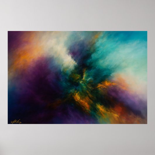 Kosmische Konvergenz Türkis-Explosion in feurigem Poster (Vorne)