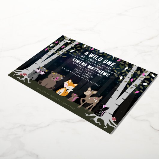 Kosmische Kreaturen Woodland Tiere Kinderdusche Folieneinladung (Gedreht)