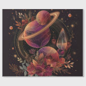 Kosmische Kristallberingte Planeten-Fantasy-Kunst  Geschenkpapier (Flach)