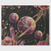 Kosmische Kristallberingte Planeten-Fantasy-Kunst Geschenkpapier (Flach)