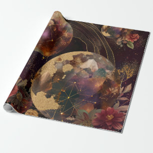 Kosmische Kristallberingte Planeten-Fantasy-Kunst  Geschenkpapier