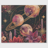 Kosmische Kristallberingte Planeten-Fantasy-Kunst  Geschenkpapier (Flach)