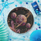 Kosmische Kristallberingte Planeten-Fantasy-Kunst Pappteller (Party)