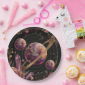 Kosmische Kristallberingte Planeten-Fantasy-Kunst Pappteller (Party)