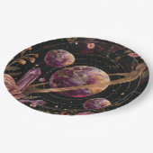 Kosmische Kristallberingte Planeten-Fantasy-Kunst Pappteller (Schrägansicht)