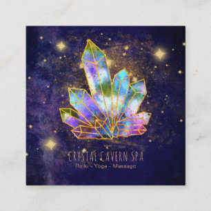 *~* Kosmische Kristalle Gold Glitzer Stars Regenbo Quadratische Visitenkarte