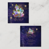 *~* Kosmische Kristalle Gold Glitzer Stars Regenbo Quadratische Visitenkarte (Vorne/Hinten)