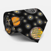 Kosmische Kritzelei schwarz Krawatte (Gerollt)