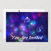 Kosmische Kuben Einladung (Vorne/Hinten)